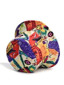 1pc Unisex Abstract Cartoon Funny Reversible Bucket Hat, Random Print Pattern, Suitable For Spring Summer Outdoor Travel, Beach, Fashionable And Personalized Cap - Yellow - View 4