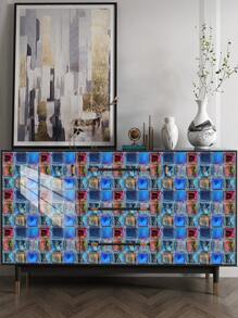 10pcs Colorful Mosaic Geometric Pattern Home Decoration PVC Imitation Ceramic Tile Wallpaper Wall Stickers, DIY Combination Self-Adhesive Wall Decor, Waterproof For Kitchen, Bathroom, Living Room, Bedroom, TV Background - Multicolor - View 6