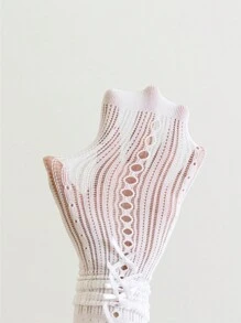 2 pares de calcetines hasta la rodilla con adorno de encaje y lazo, estilo lolita, para mujer, primavera/verano