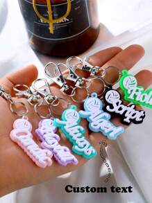 Customized Personalized Acrylic Keychain Dopamine Color Volleyball Style Name Keychain Valentine's Day Sports Style Back To School Season Gift For Friends - White - View 1