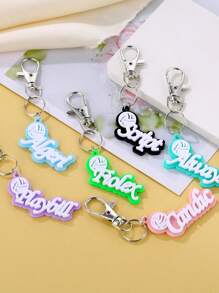 Customized Personalized Acrylic Keychain Dopamine Color Volleyball Style Name Keychain Valentine's Day Sports Style Back To School Season Gift For Friends - White - View 3