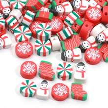 50pcs/Set Mixed Christmas Red Polymer Clay Beads, Suitable For DIY Bracelets, Necklaces, Handmade Crafts Decoration - 10-12mm 50pcs - View 5