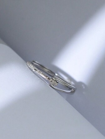 1 יחידה עיצוב מינימליסטי אופנתי נוצץ טבעת מתכווננת מעוקלת