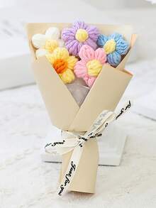 Hand-Woven DIY Flower Bouquet Faux Flowers Home Decor Gift For Party Supplies Mother's Day - Multicolor - View 7