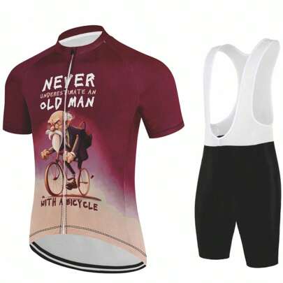  Boyfriend Style Men's Cycling Jersey Short Sleeve Bike Jersey Shirt Bib Shorts MTB Summer Racing Sport Bicycle Max Storm Letter Pattern Old Man