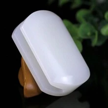 1pc Natural Jade Belt Buckle, Fine Jewelry, Lucky Peace Charm Jewelry, Hand-Carved, Gem Belt, Quartz Crystal, Gift For Him, Suitable For Holiday Party Gifts, Quartz Crystal Gifts. - White - View 3