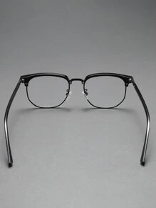 1pc Men Classic Square Rimless Eyeglasses Frame Metal Retro Optical Glasses Decoration Glasses Accessories - Black - View 3