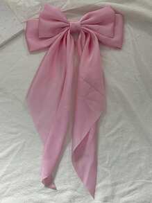 Satin Bow Hair Clip Retro Oversized Solid Color Long Streamer Claw Clip For Women Hair Slide Hair Barrettes - Multicolor - View 5