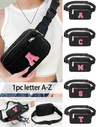 1pc , This Solid Colored Durable Chest Bag Is Waterproof And Sports Adjustable Shoulder Strap Crossbody Waist Bag,Simple Sports Letter Casual Diagonal Waist Bag, Suitable For Men And Women, Outdoor, Commuting, Students, Suitable For Exercise, Running, Hiking, And Keeping It Fashionable And Orderly. It Is The Best Gift For Sports Enthusiasts!