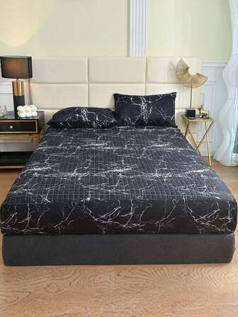 3 pezzi Set lenzuola trapuntate e imbottite (1 lenzuolo + 2 federe), riempite in fibra per un sonno traspirante e che allontana l'umidità, texture soffice spazzolata, antibatterico e caldo, adatto per camera da letto, dormitorio, uso in tutte le stagioni