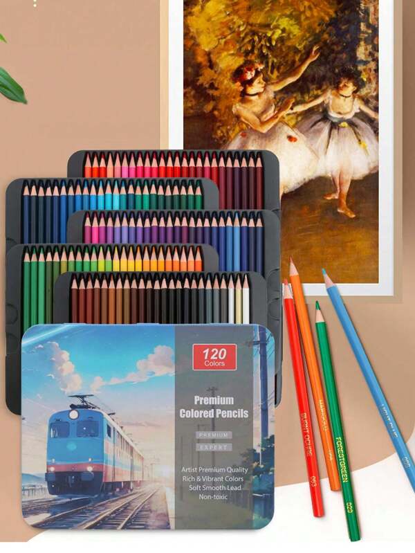 120 Color Lead Oil Rod Color Pencil Tinted Tin Box Professional Painting Color Fill Lead Set, Gallery Art Exhibition School Activities Necessary Opening Gifts Opening Gifts