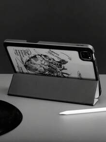 1 件素描心形图案硅胶保护壳，带铅笔槽，兼容华为/iPad，防震和睡眠/唤醒功能 - 彩色 - 查看 5