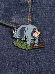 1pc Comic Movie Characters Enamel Pins Custom Cartoon Animal Rhino Brooches Lapel Badges Animal Jewelry Gift For Friends - Multicolor - View 4