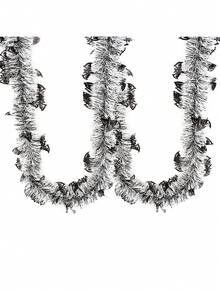 1PC Halloween Black And White Metal Wire Garland Ornaments Bat Style Gray And White Metal Wire Garland Decoration Halloween Home Decorations Suitable For Fireplaces, Galleries, Support Pillars, Doors, Windows And Stairs Halloween Theme Party Background Decoration