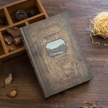 1pc European Retro Design Hard Notebook, Retro Circle And Line Embossed Notebook Suitable For Office, School - one-size - View 9