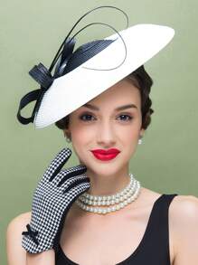 HIMESPORT Eleganter Fascinator Hut | Hochzeits Derby Cocktail Stroh Breitrand | Vintage Kirche Teefeier für Damen | Sommer Strand Brautmutter