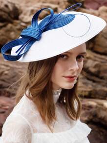 HIMESPORT Eleganter Fascinator Hut | Hochzeits Derby Cocktail Stroh Breitrand | Vintage Kirche Teefeier für Damen | Sommer Strand Brautmutter