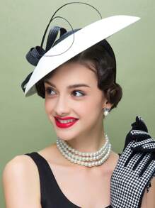 HIMESPORT Eleganter Fascinator Hut | Hochzeits Derby Cocktail Stroh Breitrand | Vintage Kirche Teefeier für Damen | Sommer Strand Brautmutter
