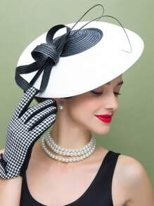 HIMESPORT Eleganter Fascinator Hut | Hochzeits Derby Cocktail Stroh Breitrand | Vintage Kirche Teefeier für Damen | Sommer Strand Brautmutter