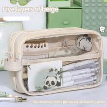 三层大容量透明铅笔盒，新款莫兰迪风格铅笔盒，适合女生使用，学生适用 - 彩色 - 查看 14