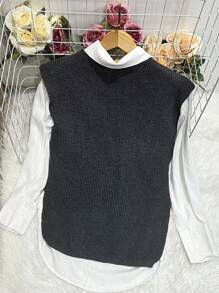 Fashion Modal Long Knit Vest New 2024 - 灰色 - 查看 2