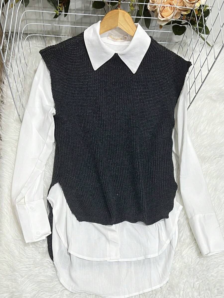 Fashion Modal Long Knit Vest New 2024 - 灰色 - 查看 1