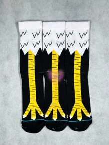 Set de 3 Pares de Calcetas Pata Pollo Negras - Blanco y Negro - Ver 1