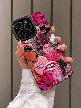 1个新款性感女孩拼图竖条纹经典防摔软皮手机壳，兼容苹果17/17Air/17PRO/17PROMAX