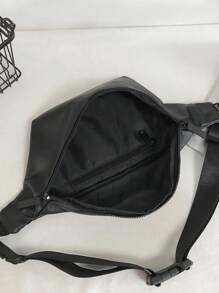 conk lab Men All-Match Fanny Pack Sling Purse Leather Bag Solid Color For Business Office Water-Proof Anti Theft Chest Bag Crossbody Bag Sling Bag Gifts PU Leather Summer Freshman Black Bag Hiking Hiking Student Large Capacity Multi-Functional Outdoor Portable Gifts Vacation Vintage Funny Gifts Travel Gifts Chest Bag Gifts Travel Essentials Retro Bag Holiday Essentials Bag For Men Bags Men Winter Back To School Vintage Belt Gift Bag Pack Belt Bag Waist Bag Spring Vintage Bags School Supplies - Black - View 4