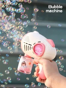 随机颜色 1套塑料泡泡机手持自动小恐龙泡泡枪电动礼品玩具、生日礼物、户外派对（不包括AA电池和泡泡液）/部分配件、文字和图案随机 - 彩色 - 查看 2
