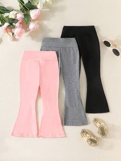 3 piezas/paquete Pantalones informales para niña bebé en colores surtidos