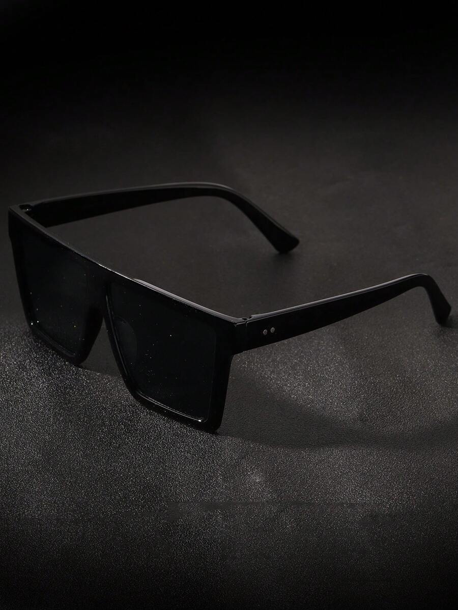 Men Flat Top Fashion Glasses For Daily Life Casual Shades Accessories For Summer Beach Vacation,Outdoor,Travel - Black - View 1