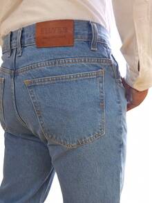 World JSM Silver Denim Jeans Fabric 14 Ounces Thick Mundo Silver - 青碧色 - 查看 3