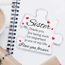 Happy New Year Gift For Sister, 1pc-Love You Gift For Sister, Transparent Block Puzzle Acrylic Plaque, Birthday Gift For Sister, Thank You Gift For Sister, Christmas Gift For Sister, To My Love Gift For Sister, Best Heartwarming Gift For Sister, Creative Esthetic Gifts For Home Room Office Decoration, Desk Ornament, Memorial Gift, Ideal Delicate Gifts, Art Craft Ornament Gift, Housewarming Gift, Freestanding Acrylic Keepsake Gift, Appreciation Gifts, Desk Decoration Sign/Plaque