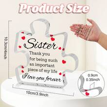 Happy New Year Gift For Sister, 1pc-Love You Gift For Sister, Transparent Block Puzzle Acrylic Plaque, Birthday Gift For Sister, Thank You Gift For Sister, Christmas Gift For Sister, To My Love Gift For Sister, Best Heartwarming Gift For Sister, Creative Esthetic Gifts For Home Room Office Decoration, Desk Ornament, Memorial Gift, Ideal Delicate Gifts, Art Craft Ornament Gift, Housewarming Gift, Freestanding Acrylic Keepsake Gift, Appreciation Gifts, Desk Decoration Sign/Plaque