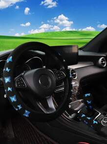 3 件套 MEIKAXIU 闪亮蝴蝶亮片布艺汽车方向盘套、手刹套、换档旋钮套、男女通用汽车配件 - 均碼 - 查看 9