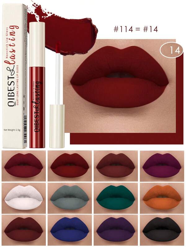 24HR Waterproof Matte Liquid Lipstick, Long-Lasting Quick-Dry Non-Stick Nude Lip Gloss, Cool Tone Black Lipstick