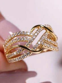 1pc Fashionable Gold Wave Pattern Ring For Women, Daily Wear Jewelry