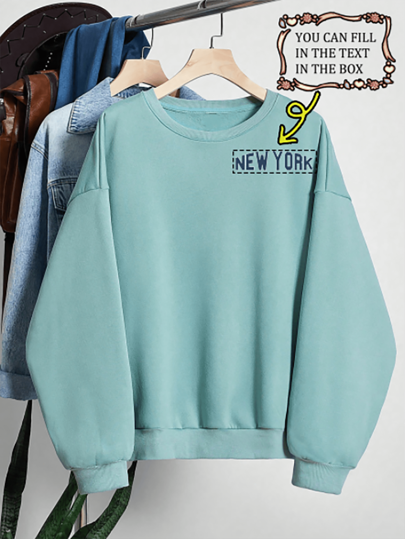 Customized Plus Size Women's Fleece Sweatshirt With Long Sleeves And Crew Neck