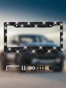 Cadre de plaque d'immatriculation de voiture robuste et étincelant serti de cristaux, accessoire voiture brillant, lavable