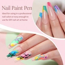 18 Colors Nail Art Pens Set - 3D Nail Polish Pens Graffiti Nail Dotting Tools Acrylic Paint Pens Drawing Painting Point Liner Pen For Nails Art Design Manicure Nail Pens For Home & Salon DIY - 彩色 - 查看 2
