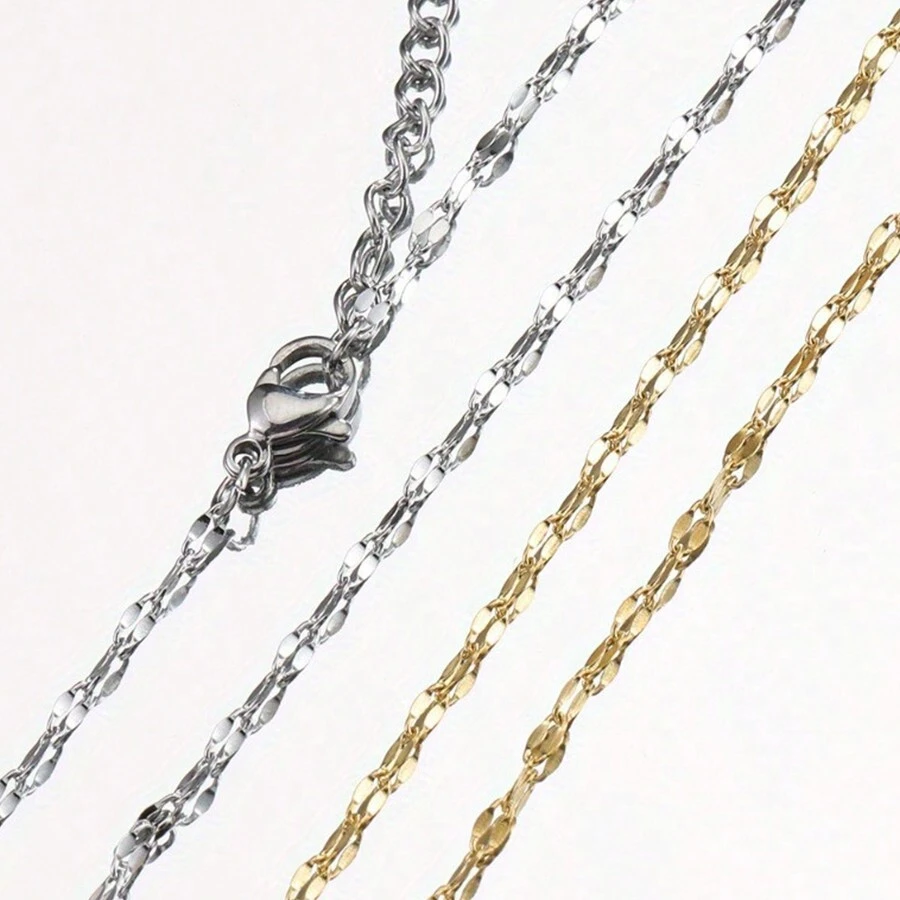 1-5pcs/Pack Stainless Steel Lips Chain Lobster Clasp Chain Necklace Accessory For DIY Jewelry Making - Chain - View 1