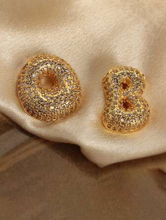 A-Z 锆石字母吊坠项链，男女皆宜的朋克风字母项链，不锈钢时尚嘻哈饰品