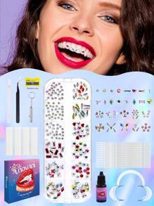 novani Tooth Gem Kit DIY Teeth Crystals Jewelry Kit Fashionable Teeth Gems Kit Artificial Crystal Tooth Ornaments For Reflective Teeth - Multicolor - View 1