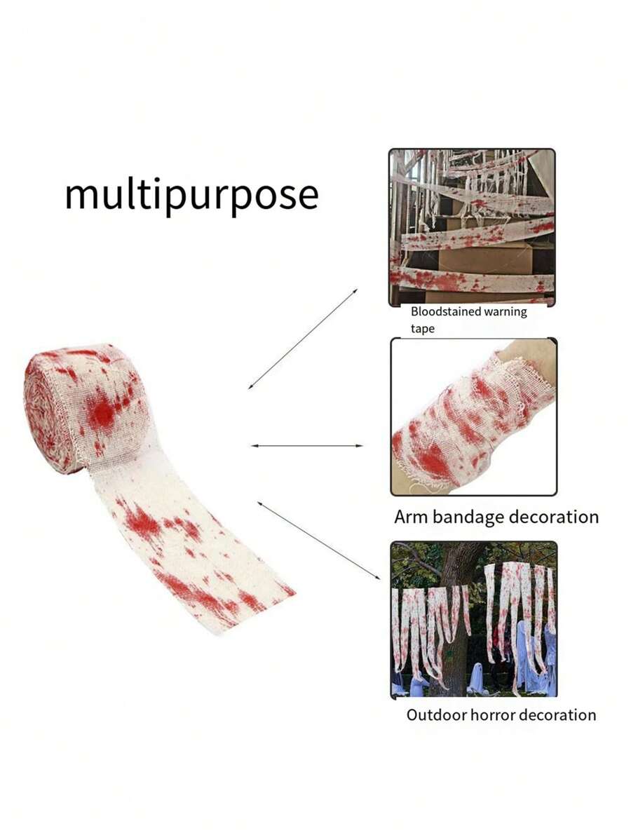 1Party Props: Holiday Dress-Up Toy Props: Blood Gauze, Haunted House, Escape Room, Horror Decoration Props, Blood Cloth, Party Prank Props - Multicolor - View 1
