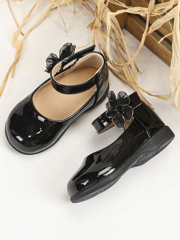 New Spring Autumn Fashion Princess Style Infant/Toddler Black Soft Sole Casual Leather Shoes