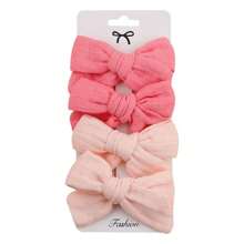 4 pièces Barrettes à cheveux pour enfants avec nœud imprimé en tissu, un ensemble d'accessoires de cheveux de style frais comprenant des pinces à clip en ruban tressé, sûres pour bébé, pour le port quotidien et les séances photos, un cadeau d'amour pour la Saint-Valentin
