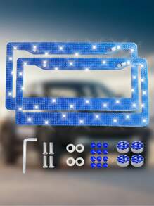 Cadre de plaque d'immatriculation de voiture robuste et étincelant serti de cristaux, accessoire voiture brillant, lavable
