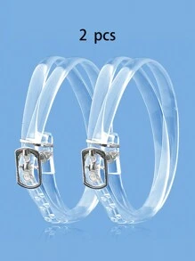 1 Pair Long Transparent Anti-Loosening Invisible Shoelaces Wrap Around Foot Ankle, Anti-Slip - Clear - View 2