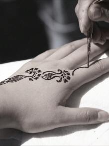 1pc Henna Paste, Handcrafted, Available In Rose Red, Date Red, Brown, Black, For Arm Tattoo, Face Painting, Water-Resistant, Makeup And Party Tattoo For Men And Women - Multicolor - View 2